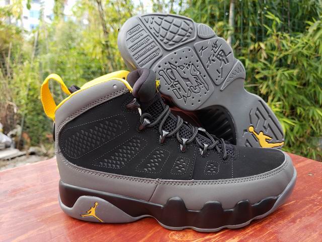 Air Jordan 9 AJ IX Men's Basketball Shoes Black Grey Yellow-23